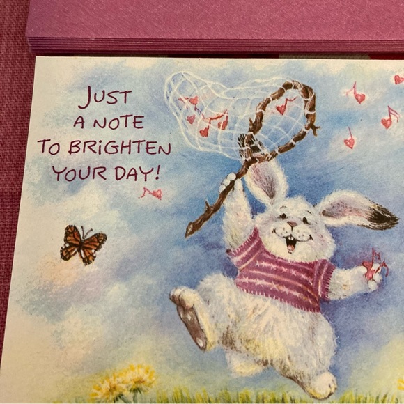 Vintage American Greetings FORGET ME NOT Bunny Note Cards & Envelopes Set of 10 - Picture 2 of 4